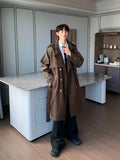 ChicMy-Fall Outfits -Autumn/Winter Coat Jacket INS Style Street Fashion PU Leather Patchwork Wool Trench Coat