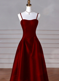 Chicmy-Cyber Monday Christmas party outfits Sexy Wine Red A-Line Straps Satin Long Burgundy Prom Dresses D087