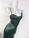 Chicmy-Cyber Monday Christmas party outfits Sexy Mermaid Sleeveless Green Satin Long Prom Dress B345