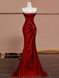 Chicmy-Cyber Monday Christmas party outfits Sexy Mermaid Burgundy Sequin Long Prom Dress B361