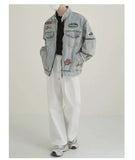 ChicMy-Fall Outfits -Autumn/Winter Coat Jacket INS Style Street Fashion Racing Print Label Denim Jacket