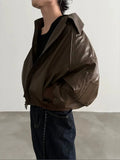 Chicmy- Retro Leather Double Zipper Jacket