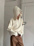 Chicmy- Ribbed Hooded Knit Sweater