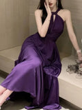 Chicmy-Christmas Party Dresses Purple Sexy Party Sleeveless Dress Women Chiffon France Vintage Long Dress Female Beach Elegant Chic Backless Dress Summer 2024