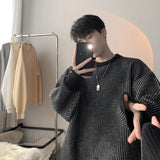 Chicmy-Winter Outfits Men chill guy Autumn Men's Luxury Striped Knit Pullover Sweater Long Sleeve Casual Streetwear Loose Stylish Leisure Korean Popular Knitwear