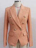 HIGH STREET Newest 2024 Runway Designer Blazer Women's Classic Lion Buttons Double Breasted Slim Fitting Textured Blazer Jacket