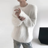 Chicmy-Winter Outfits Men chill guy Autumn Clothing Men's Luxury Chic Mink Wool Knitted Sweater Korean Vintage Popular Zipper Long Sleeve Loose Stylish Knitwear