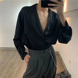 CHICMY-Spring New Deep V-neck Shirt Men Thin Solid Color Korean Style Mens Shirts High-end Design Double-breasted Long Sleeve Shirt