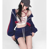 Chicmy Vintage Y2k Sports Suits Women Sexy Kpop Outfits Harajuku Korean Style Cropped Dress Sets Female Streetwear Tracksuit