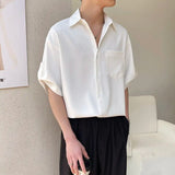 CHICMY-2024 Summer New Korean Fashion Ice Silk Short Sleeve Shirt Men Half-sleeved Lapel Solid Color Casual High Quality Shirts for Men