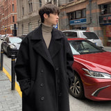 Chicmy-Winter High Quality Woolen Trench Coats Men Korean Style Luxury Male Casual Trenchcoat Men's Streetwear Gray/Khaki/Black