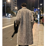 Chicmy-Korean Style Medium-length Men's Trench Autumn Winter High Quality Loose Casual Woolen Coat Trendy Overcoat Khaki/Dark Gray