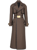 Chicmy-HIGH STREET Newest 2025 Fall Winter Designer Coat Women's Belted Monogram Jacquard Trench Overcoat