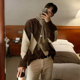 ChicMy-Fall Outfits -Men's Outfits Autumn Men's Casual Knitted O Neck Pullover Sweater Light Luxury Korean Patchwork Leisure Long Sleeve Tops Autumn Clothing