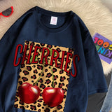 Chicmy-Cherries Cotton T Shirts Women Cherry Leopard Prints Oversized T-Shirts Casual O-Neck Short Sleeve Tops Summer Woman Clothes