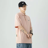 CHICMY-MEN'S OUTFITS SUMMER Simple versatile loose-fitting short-sleeve pure cotton T-shirt men's polo shirt with letter patch 2024 summer new style