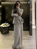 Chicmy-Christmas Party Dresses Winter Vintage Elegant 2 Piece Set Women V-neck Y2k Chic Kintted Skirt Suit Female Korean Fashion Casual Retro Sweater Set 2024