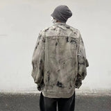 Chicmy-Men Gray Tie-dye Denim Jackets Coats Loose Vintage Jeans Jackets New Autumn Hip Hop Denim Coats Outwear Casual Jeans Coats