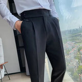 Chicmy-Winter Outfits Men chill guy Men's Korean Light Luxury Fitting Well Drooping Baggy Suit Pants Button-down Solid Color Straight Premium Elegant Dress Pants