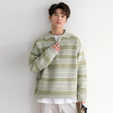 ChicMy-Fall Outfits -Men's Outfits Autumn Men's Luxury Knitted Pullover Sweater Korean Patchwork  Zipper Lapel Long Sleeve Casual Streetwear Loose Polo Knitwear