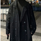 Chicmy-Shiny thick trench coat chic sequin autumn winter men's warm woolen coat casual double breasted long overknee woolen coat