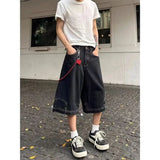 Chicmy-Hip Hop Retro Waist Inverted Design Men Denim Shorts Instagram Gothic Street Apparel Loose Straight Leg Pants Sports Pants