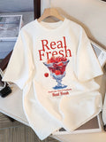 Chicmy-Real Fresh Cherry Fruit Cup Design Tee Shirts Female Comfortable Cotton T Shirt Fashion Casual Clothes Soft Street Short Sleeve