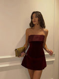 Chicmy-new years eve outfits Christmas party outfits Elegant Burgundy Sleeveless Slash-neck Mini Dress Sexy Bodycon Backless A-line Dresses 2024 Evening Club Party Women Vestidos