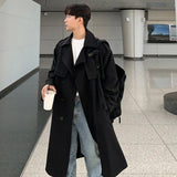 Chicmy-winter coats Mens Fashion Trench Autumn Men Long Jacket Coats Streetwear Casual Solid Loose Trench Windbreaker double breasted