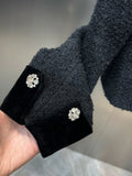 Chicmy-HIGH STREET Newest 2025 Fall Winter Designer Fashion Women Velvet Lapel Long Sleeved Diamond Studded Bow Tweed Jacket