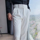 Chicmy-Winter Outfits Men chill guy Men's Korean Light Luxury Fitting Well Drooping Baggy Suit Pants Button-down Solid Color Straight Premium Elegant Dress Pants