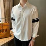 CHICMY-Niche Design New Shirts for Men Loose Casual Korean Fashion Long Sleeve Spliced Sleeves Handsome Ice Silk Men's White Shirt