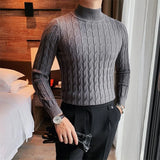 Chicmy-Winter Outfits Men chill guy Men's Korean Review Clothes Light Luxury Slim Knit Pullover Sweater Long Sleeve Streetwear Leisure Basic Shirts Fashion Knitwear