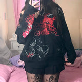 Chicmy- Vintage Gothic Grunge Skull Print Zip Up Hoodies Dark Academia Harajuku Sweatshirts Autunm Aesthetic Coat Tops Y2k