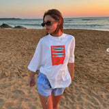 Chicmy-Women's Summer Basic Y2K T-Shirt Chili/ Fig/ Ocean/ Lamp Print Casual Short Sleeve Tops for Streetwear Aesthetic Clothes