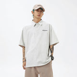 CHICMY-MEN'S OUTFITS SUMMER American letter color block print polo shirt T-shirt men and women couple outfit summer loose street fashion short sleeve