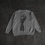 2024 Autumn/Winter Couple's New Knitted Sweater Street Fashion Hip Hop Warm Hoodie Gothic Hand Drawn Pattern Y2K Clothing