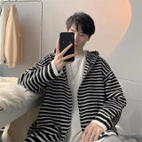 ChicMy-Fall Outfits -Men's Outfits Autumn Clothing Men's Light Luxury Knitted Hooded Cardigan Sweatercoat Korean Vintage Zipper Long Sleeve Hoodie Knitwear New