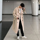 Chicmy-winter coats Mens Fashion Trench Autumn Men Long Jacket Coats Streetwear Casual Solid Loose Trench Windbreaker double breasted