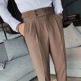 Chicmy-Winter Outfits Men chill guy Men's Korean Light Luxury Fitting Well Drooping Baggy Suit Pants Button-down Solid Color Straight Premium Elegant Dress Pants