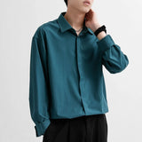 CHICMY-Korean Fashion New Drape Shirts for Men Solid Color Long Sleeve Ice Silk Smart Casual Comfortable Button Up Shirt