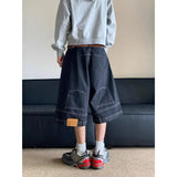 Chicmy-Hip Hop Retro Waist Inverted Design Men Denim Shorts Instagram Gothic Street Apparel Loose Straight Leg Pants Sports Pants