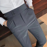 Chicmy-Winter Outfits Men chill guy Men's Korean Light Luxury Fitting Well Drooping Baggy Suit Pants Button-down Solid Color Straight Premium Elegant Dress Pants