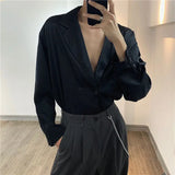 CHICMY-Spring New Deep V-neck Shirt Men Thin Solid Color Korean Style Mens Shirts High-end Design Double-breasted Long Sleeve Shirt