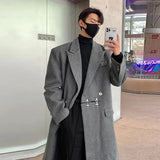 Chicmy-Winter Outfits Men chill guy Men's Winter Suit Collar Mid-lengthed Woolen Coats Casual Vintage Loose Light Luxury Korean Popular Clothing Long Sleeve Jacket