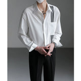 CHICMY-Light Luxury Design Men's Shirts No-iron Drape 2024 Korean Style Loose Long-sleeved Shirt Men Striped Webbing Men's Social Shirt