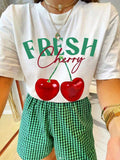 Chicmy-Creative Fresh Cherry Fruit Prints Women Tee Shirts Hip Hop Summer T Shirt Casual Comfortable Clothes Unisex Cotton T-Shirts