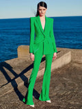 Chicmy-HIGH STREET Newest 2025 Runway Designer Suit Set Women's Single Button Blazer Flare Pants Suit