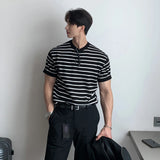 CHICMY-Graduation Gift Back to School Season New Arrival American Striped T Shirts Men Summer Round Neck Slim Fit Short-sleeved Bottoming Shirt Sports Gyms Fitness T-shirt