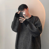 Chicmy-Winter Outfits Men chill guy Autumn Men's Luxury Striped Knit Pullover Sweater Long Sleeve Casual Streetwear Loose Stylish Leisure Korean Popular Knitwear